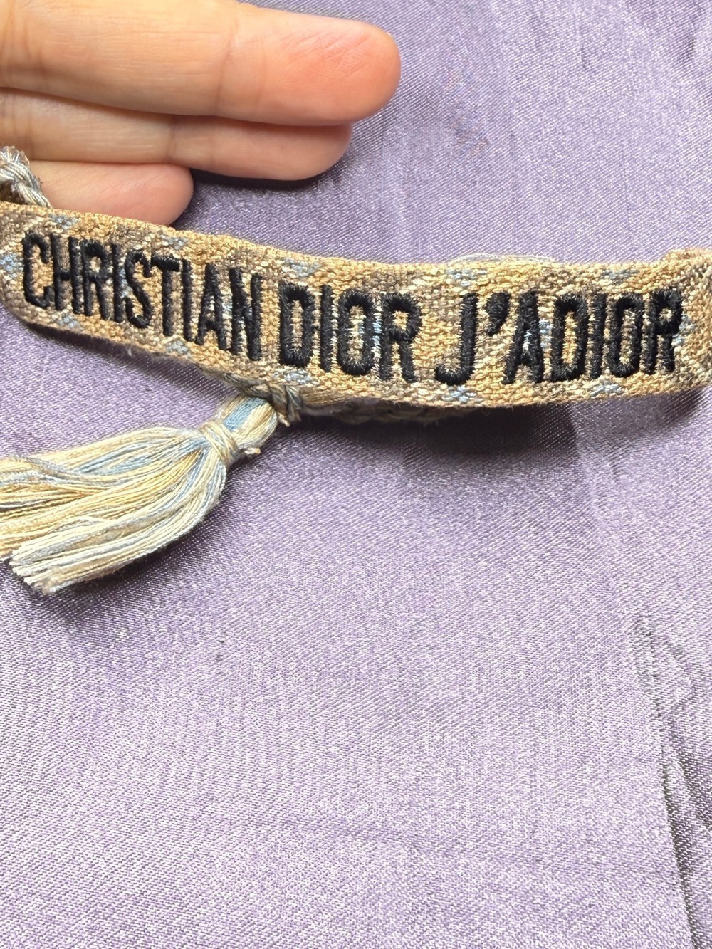 Christian Dior Woven Cotton J'Adior Adjustable Friendship Bracelet (beige-black) - Picture 2 of 4